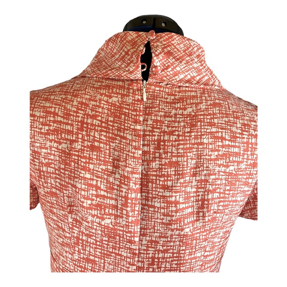 Banana Republic Silk Cowl Neck Mod Dress, Orange/White, Size 2 - Picture 6 of 8
